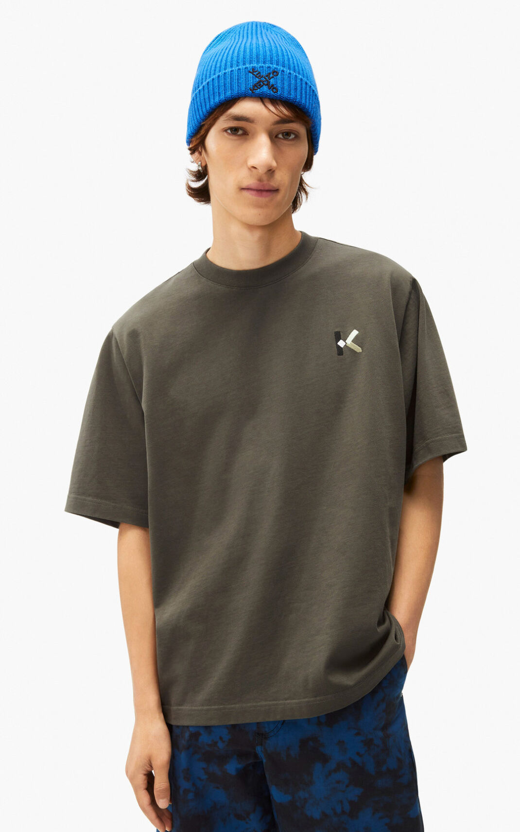 Kenzo K Logo Camisetas Hombre Gris Gris | 2018736-ED